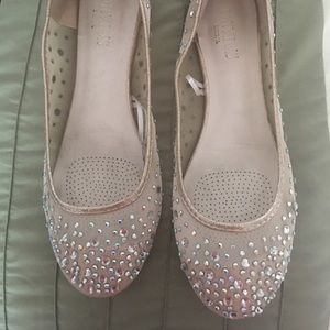 Gold/jewel bridesmaid flats. David’s bridal.